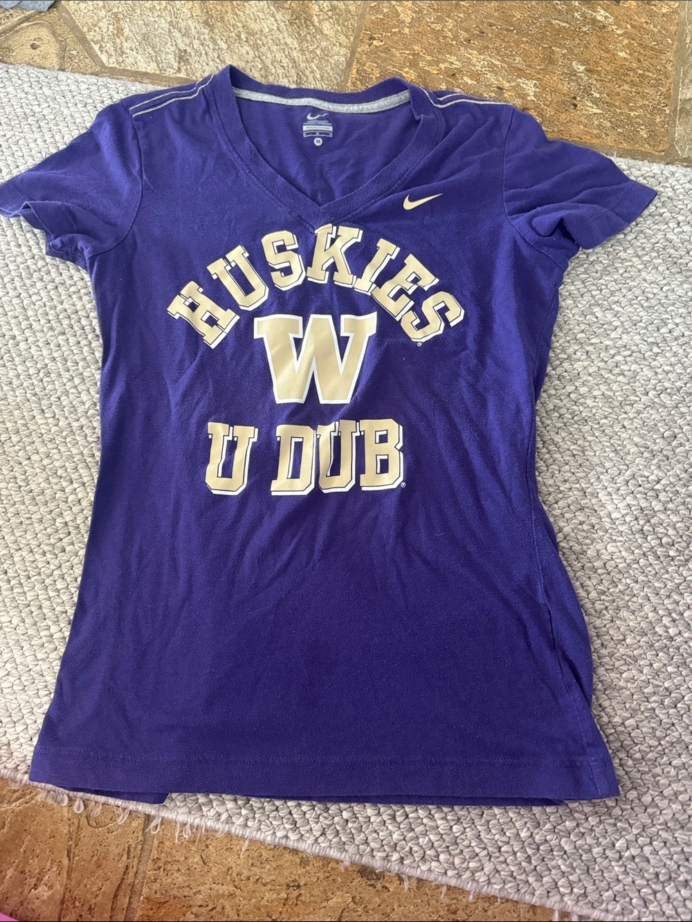 Nike Purple V-Neck Tee with Silver Trim